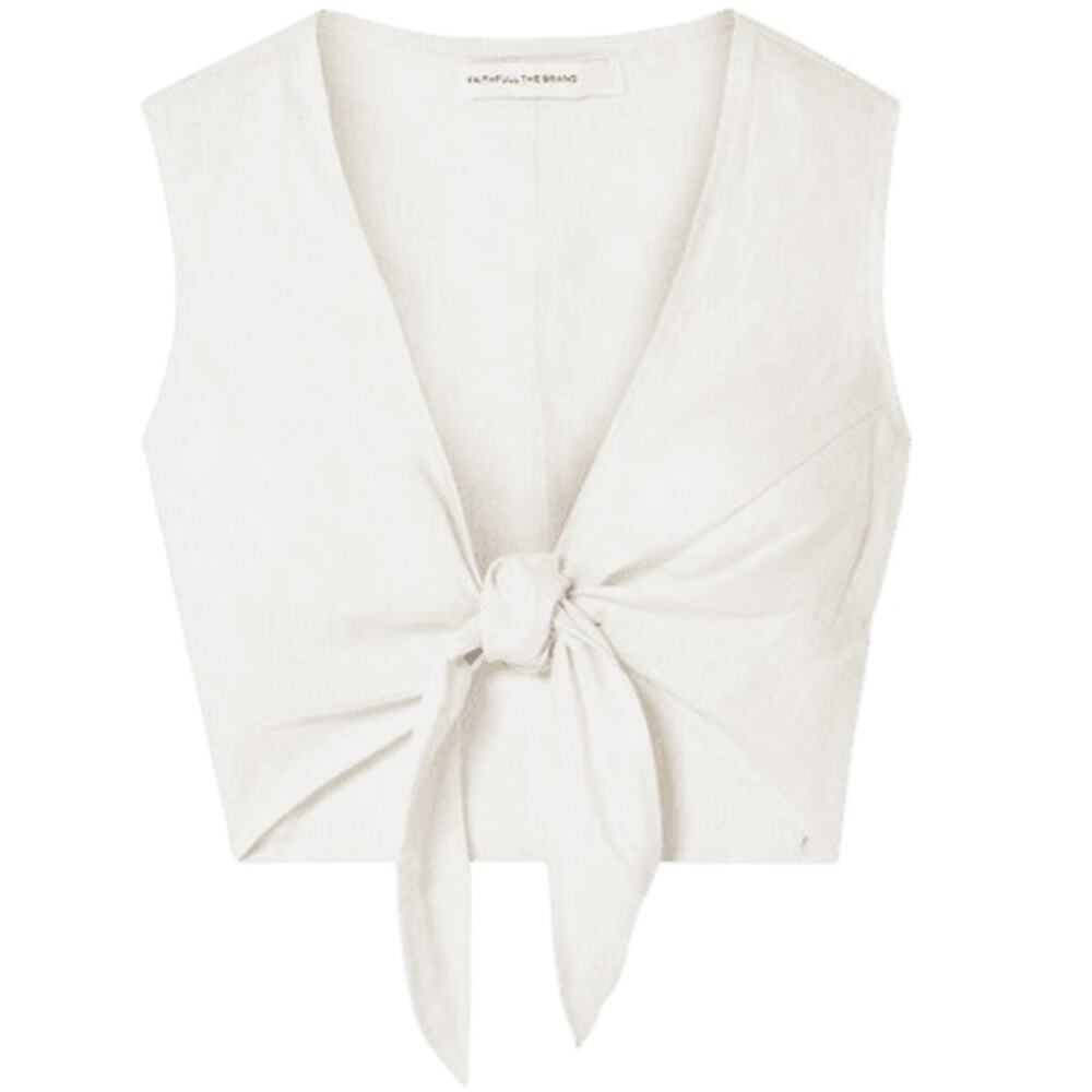 NWT Faithfull the Brand Marcie Linen Tie Crop Top